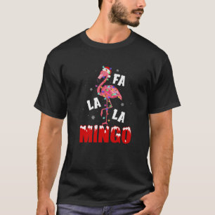 T-shirt Fa La Mingo Flamant rose Christmas Tree Lights Tro