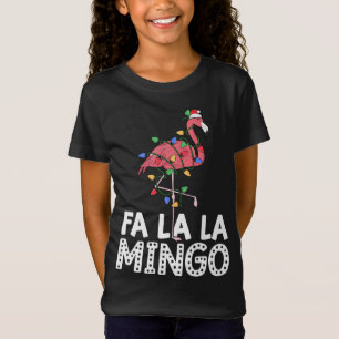 T-Shirt Fa La Mingo Flamant rose Christmas Tree Lights Tro