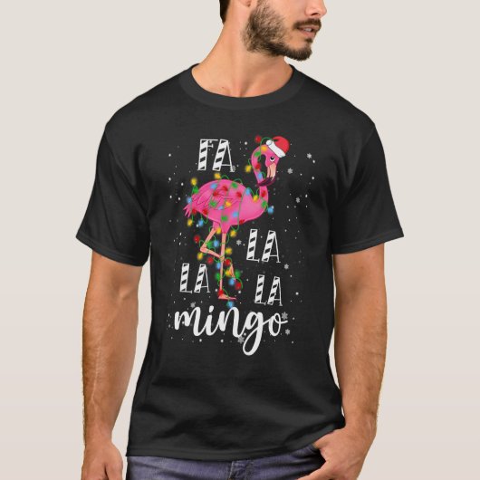 T-shirt Fa La Mingo Flamingo For Christmas Xmas Paja (Devant)