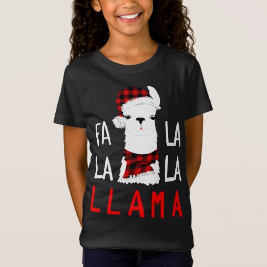 T-Shirt Fa Lalalaaa Llama Porter Du Buffalo Plaid Scarf Ch (Devant)