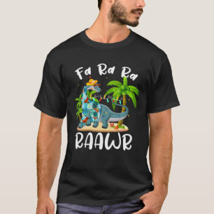 T-shirt Fa Ra Rawr Long Cou Dinosaure Été Noël