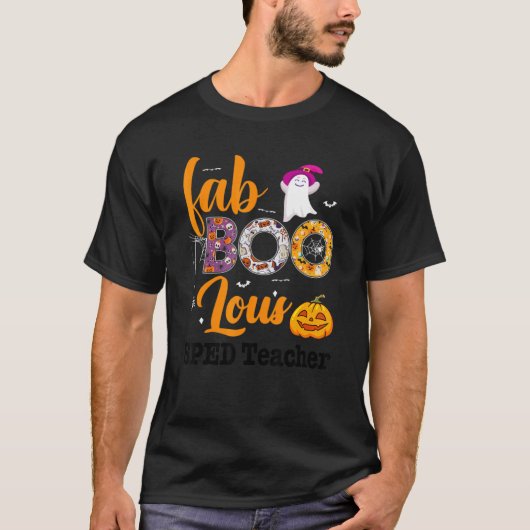 T-shirt Fab Boo Lous Sped Teacher Leopard Spooky Halloween (Devant)