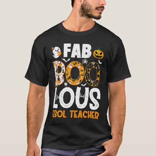 T-shirt Fabole ESL Enseignant Éffrayant Enseignant Hallowe (Devant)