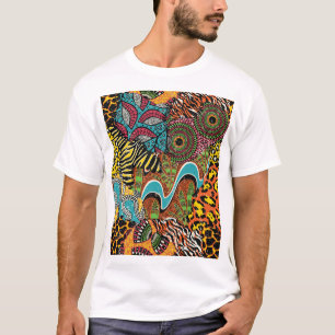 T-shirt Fabric africain : Patchwork d'animaux sauvages.