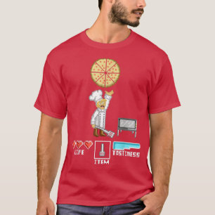 T-shirt Fabricant de pizza Chef Piel Art Drôle 8 bits Jeu 