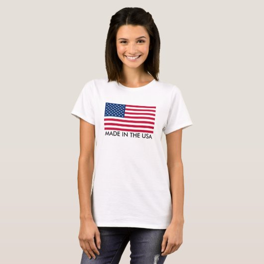 T-shirt Fabriqué aux États-Unis avec un drapeau (Devant entier)