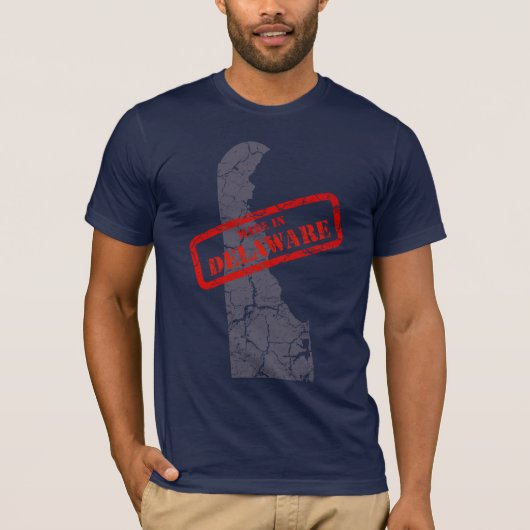 T-shirt Fabriqué dans le Delaware Grunge Map Navy Blue T-s (Devant)