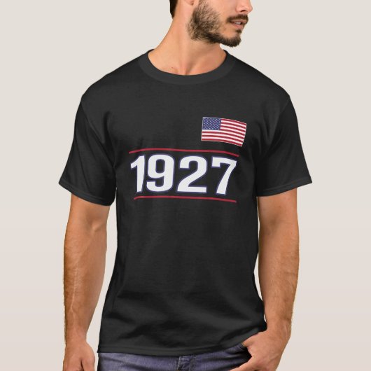 T-shirt Fabriqué en 1927 Anniversaire américain Drapeau ca (Devant)