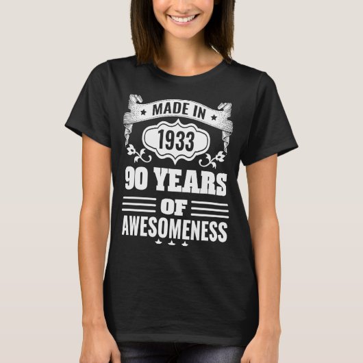 T-shirt Fabriqué En 1933 90 Ans De 90E Anniversaire (Devant)