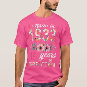 T-shirt Fabriqué En 1933 Floral 89 Ans 89e Anniversaire Ca