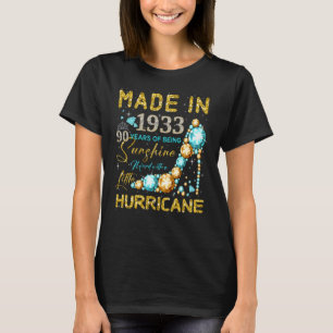 T-shirt Fabriqué En 1933 Floral 90 Ans 90ème Anniversaire