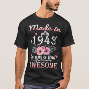 T-shirt Fabriqué En 1943 Floral 80 Ans 80e Anniversaire Ca