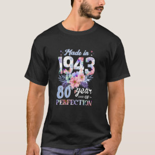 T-shirt Fabriqué En 1943 Floral 80 Ans 80ème Anniversaire 