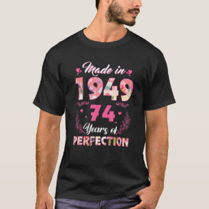 T-shirt Fabriqué En 1949 Floral 74 Ans 74ème Anniversaire