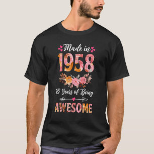 T-shirt Fabriqué En 1958 Floral 65 Ans 65e anniversaire Ca