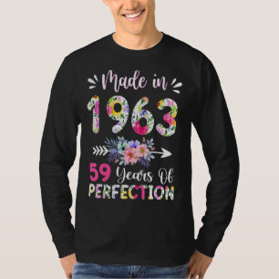 T-shirt Fabriqué En 1963 Floral 59 Ans 59ème Anniversaire