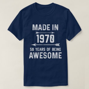 T-shirt Fabriqué en 1970 50 ans de femmes-cadeaux fantasti