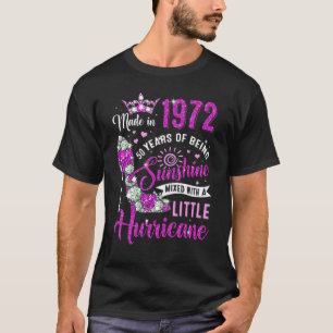 T-shirt Fabriqué En 1972 50 Ans Femmes Sunshine 50ème Birt