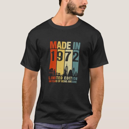 T-shirt Fabriqué En 1972 Edition Limitée 50 Ans D'Être Awe (Devant)