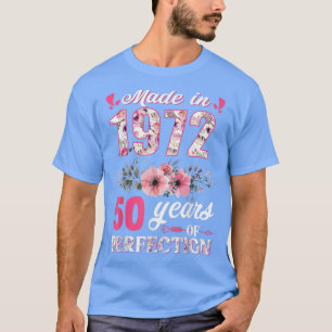 T-shirt Fabriqué En 1972 Floral 50 Ans 50e Anniversaire Ca