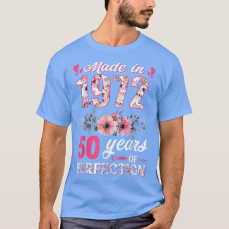 T-shirt Fabriqué En 1972 Floral 50 Ans 50e Anniversaire Ca
