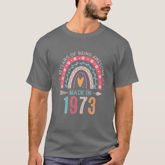 T-shirt Fabriqué En 1973 49 Ans Arc-En-Ciel 49E Anniversai (Devant)