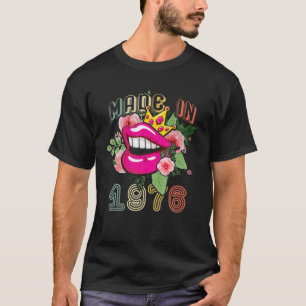 T-shirt Fabriqué En 1976 Reine Né Anniversaire Lip Et Flux