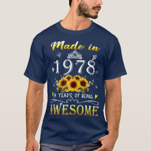 T-shirt Fabriqué En 1978 Tournesol 44e Anniversaire 44 Ans