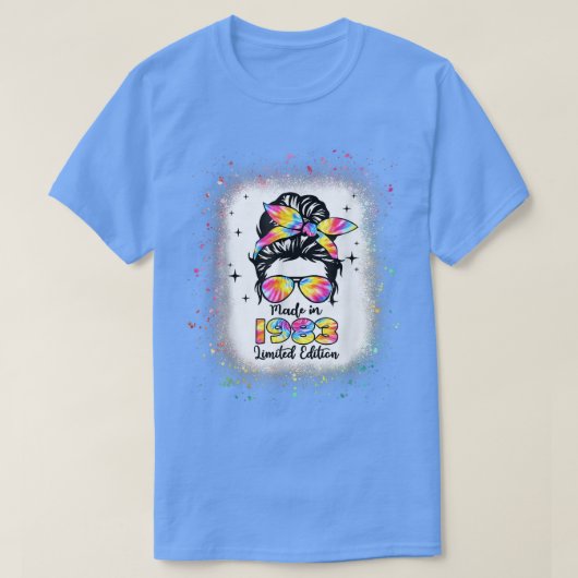 T-shirt Fabriqué en 1983 Anniversaire Bleached Tie Dye Mes (Design devant)