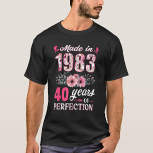 T-shirt Fabriqué En 1983 Floral 40 Ans 40e anniversaire Ca
