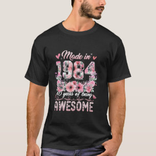T-shirt Fabriqué En 1984 40e Anniversaire Floral 40 Ans Gi