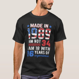 T-shirt Fabriqué En 1989 America Drapeau 34E Cadeaux Anniv