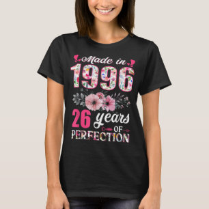 T-shirt Fabriqué En 1996 Floral 26 Ans 26e Anniversaire Ca