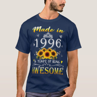 T-shirt Fabriqué En 1996 Tournesol 26e Anniversaire 26 Ans