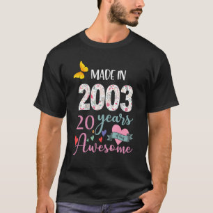 T-shirt Fabriqué En 2003 Floral 20 Ans 20e Anniversaire Wo