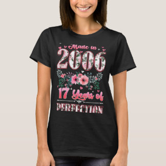 T-shirt Fabriqué En 2006 Floral 17 Ans 17ème Anniversaire