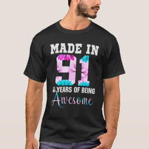 T-shirt Fabriqué En 91 30 Ans D'Être Une Naissance Flora