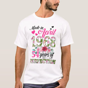 T-shirt Fabriqué En Avril 1968 Floral 54 Ans 54E Anniversa