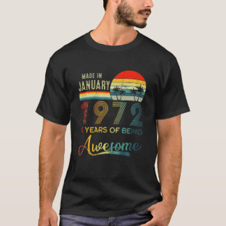 T-shirt Fabriqué En Janvier 1972 50 Ans D'Être Awesome Tee