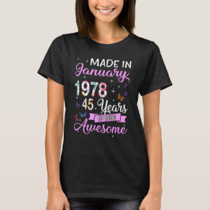 T-shirt Fabriqué En Janvier 1978 45 Année D'Être Impressio