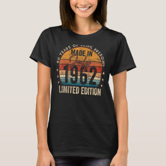 T-shirt Fabriqué En Juillet 1962 60ème Anniversaire Vintag