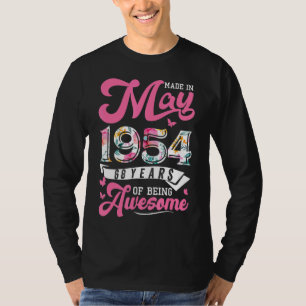 T-shirt Fabriqué En Mai 1954 Floral 68 Ans 68ème Anniversa