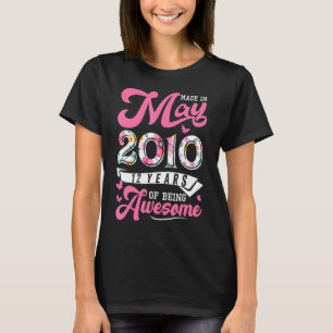 T-shirt Fabriqué En Mai 2010 Floral 12 Ans 12ème Anniversa