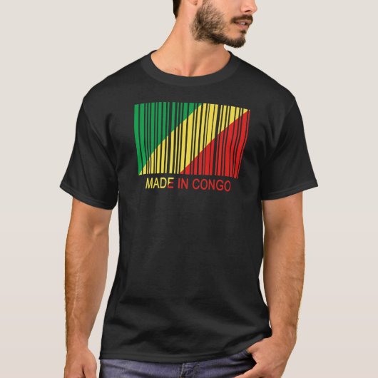T-shirt Fabriqué en République du Congo Drapeau Code-barre (Devant)
