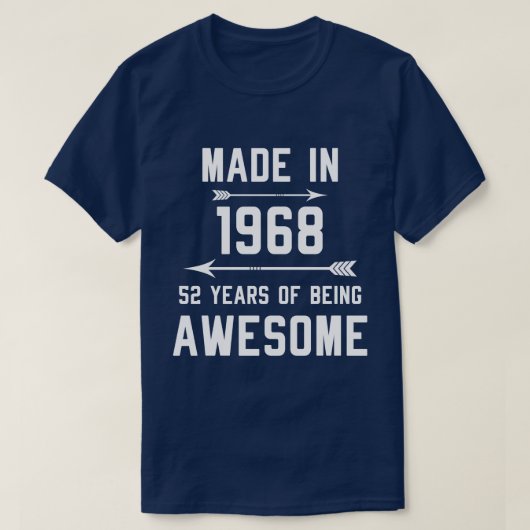T-shirt Fabriquée en 1968 52 ans de femmes-cadeaux fantast (Design devant)