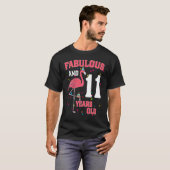 T-shirt Fabuleux Et 11 Ans Flamant rose Rose Anniversaire (Devant entier)
