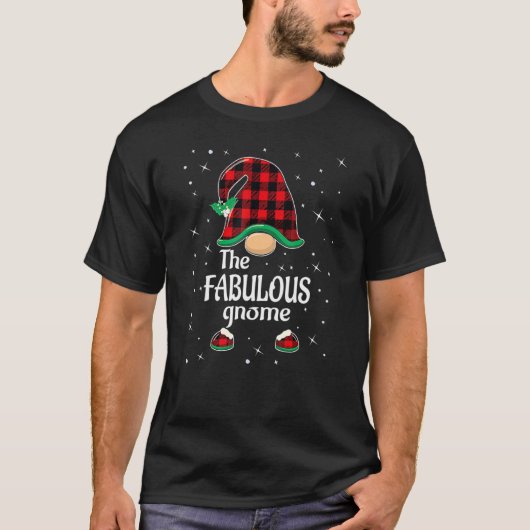 T-shirt Fabuleux Gnome Buffalo Plaid Matching Famille Chri (Devant)