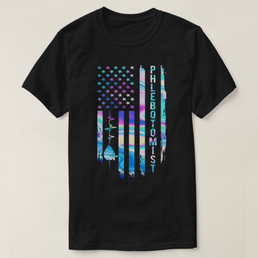 T-shirt Fabuleux phlébotomiste du coeur du drapeau américa (Design devant)