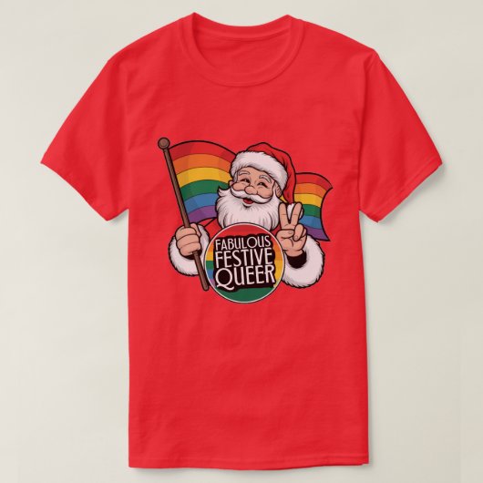 T-shirt Fabulous Queer Rainbow Père Noël Festive (Design devant)