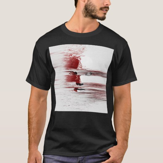 T-shirt Face Abstraite en rouge (Devant)
